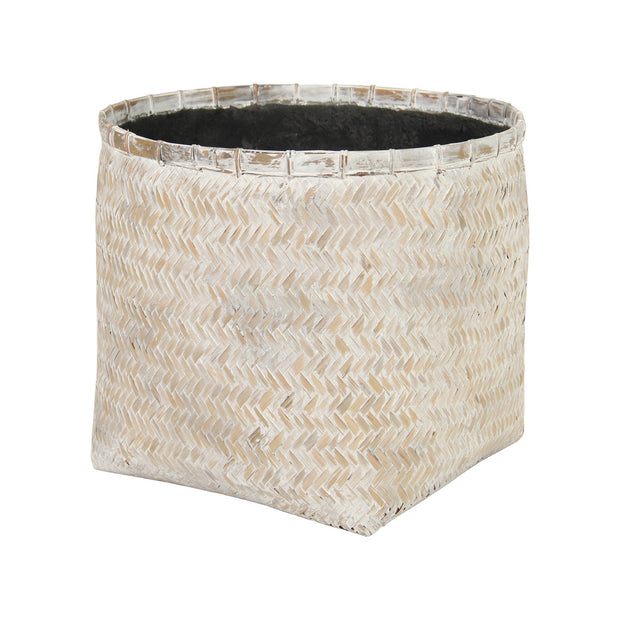 Bamboo Indoor Basket Pot – White Wash