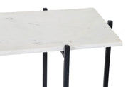 Function Rectangular Coffee Table - White Marble/Black Base