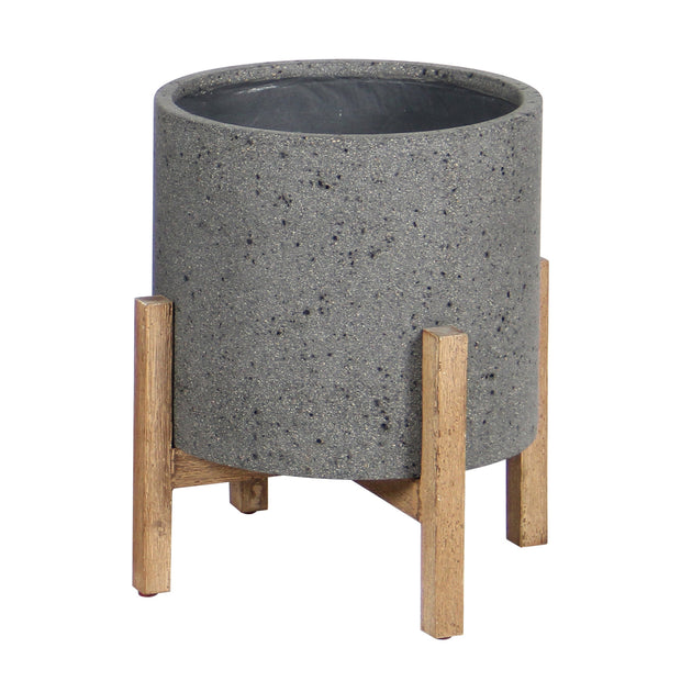 Patio Round Standing Pot - Grey
