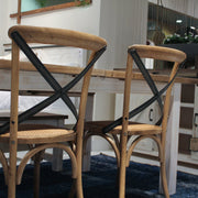 Cross Back Chair w/ Rattan Seat - Natural Rustic (2/Box)