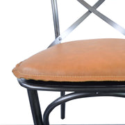 Metal Crossback Chair with Cognac Seat Cushion