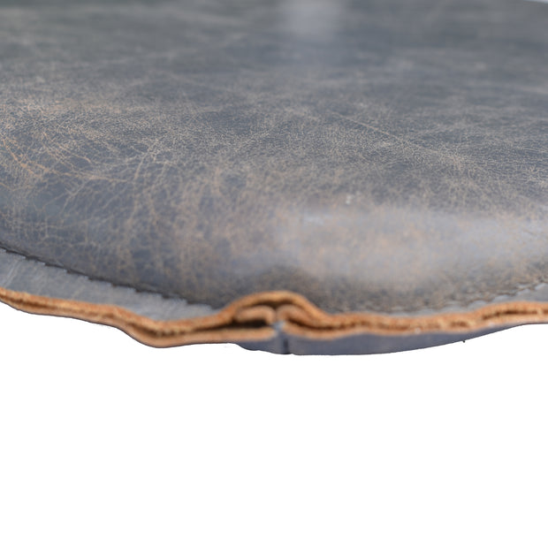 Metal Crossback Leather Cushion Seat - Grey