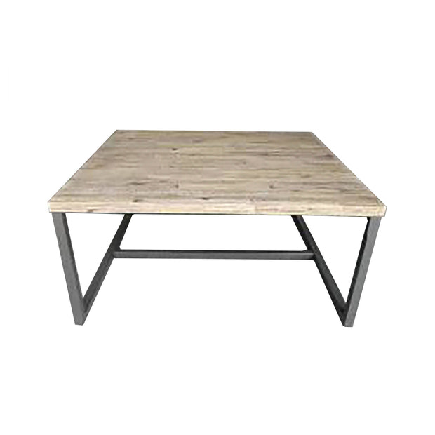 light brown industrial square coffee table