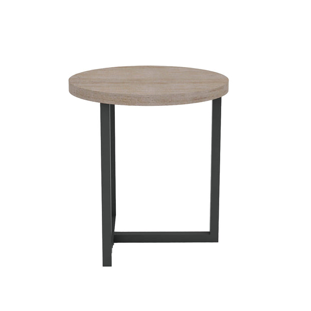 light brown industrial round side table