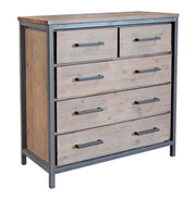 light brown industrial 5 drawer chest