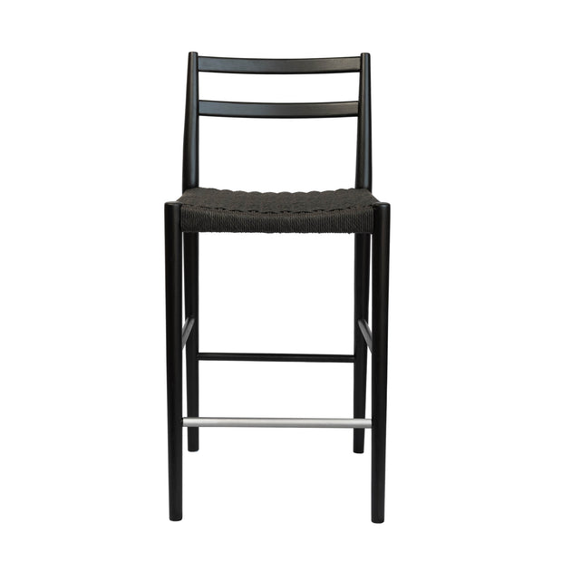 Jakarta Counter Stool with Back - Black/Black Woven Seat