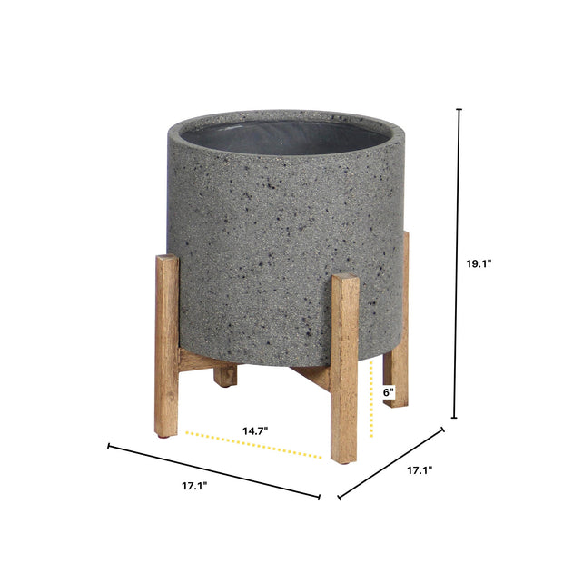 Patio Round Standing Pot - Grey Stone