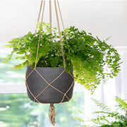 Craft Hanging Pot With Netting - Charcoal Grey
