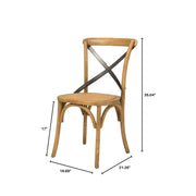 Cross Back Chair w/ Rattan Seat - Natural Rustic