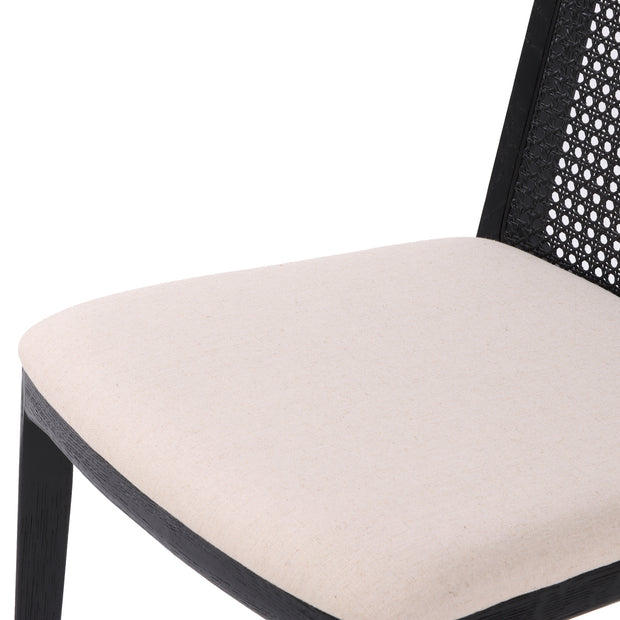 Cane Dining Chair - Oyster Linen/Black Legs