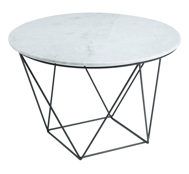 Valencia Round Side Table - White Marble / Black Matte